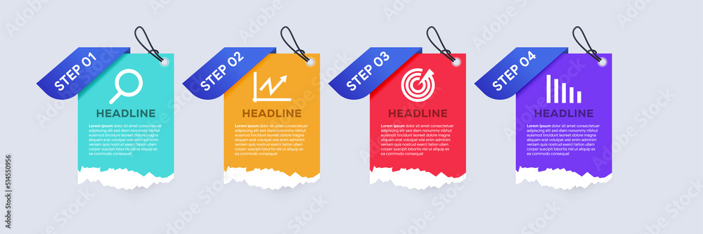 Business infographics price tag design with 4 options steps process ...
