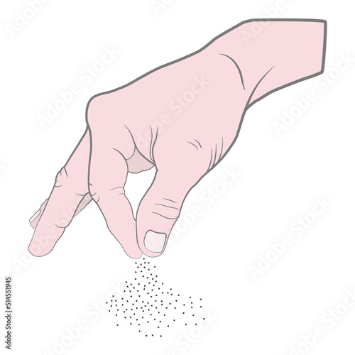 Vector illustration of hand sprinkling salt