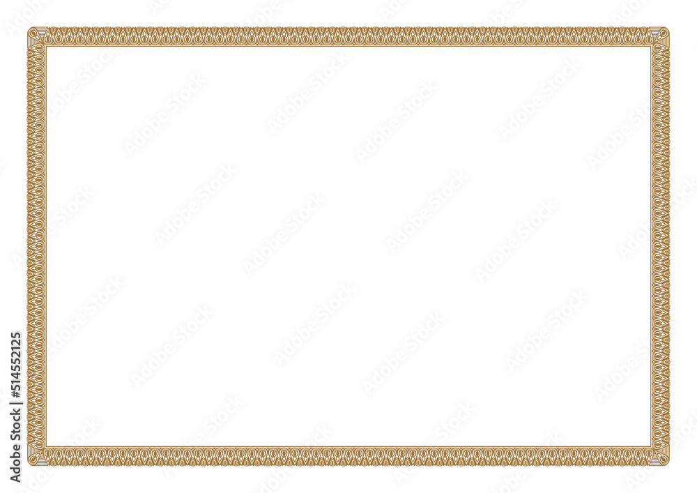 gold frame isolated on white background for certificate template