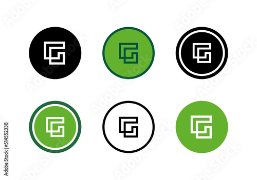 Abstract initial letter G logo set, alphabet G icon vector