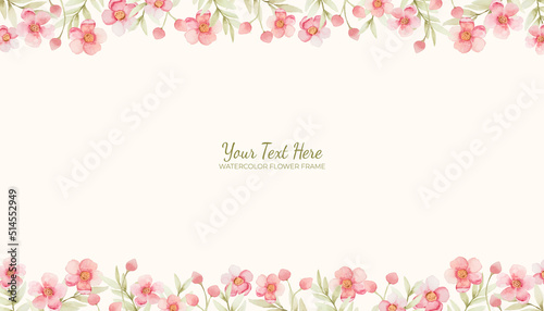Hand painted of flower watercolor as background frame.