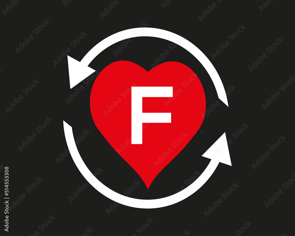 F vector logo icon with love shape and Aro illustration design isolated background symbol F vector logo icon with love shape and Aro illustration design isolated background symbol