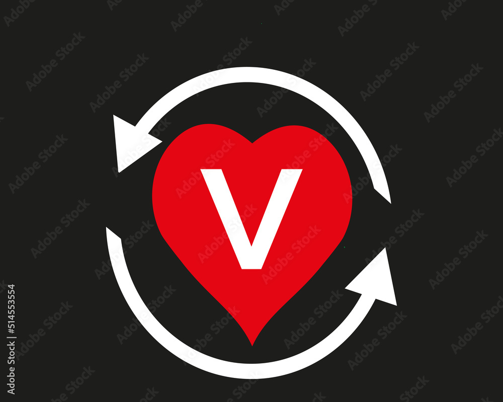 V vector logo icon with love shape and Aro illustration design isolated background symbol V vector logo icon with love shape and Aro illustration design isolated background symbol