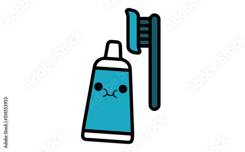 Kawaii toothpaste with toothbrush