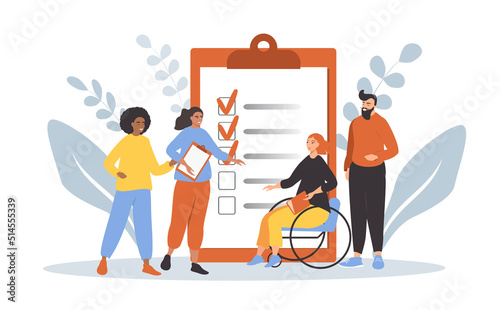vector hand drawn illustration on the theme of office, teamwork. 
trend illustration in flat style