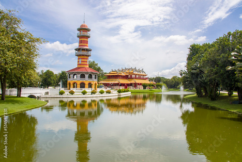 Ho Withun Thasana or the Sages Lookout is an observatory tower built and Phra Thinang Wehart Chamrun in Bang Pa-In Palace Ayutthaya Thailand.