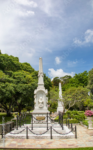 Two memorial to princess Saovabhark Narirattana and Princess Sunanda Kumariratana in Bang Pa-In Palace Ayutthaya Thailand.
King Prasat Thong constructed the original complex in 1632.  photo