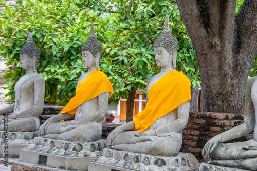 Ayutthaya Thailand 5th Jun 2022: A lot of Buddha statue in Wat Yai Chai Mongkhon , a Buddhist temple.
The monastery was constructed by King U-Thong in 1357 AD. 