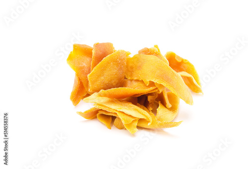 Dried mango isolated on white background. copy space