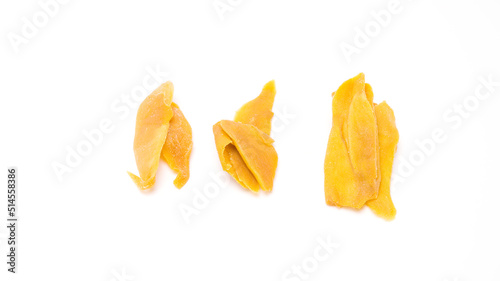 Dried mango isolated on white background. copy space