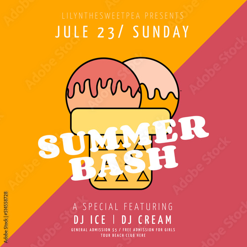 Summer Party Invitation Vector illustration