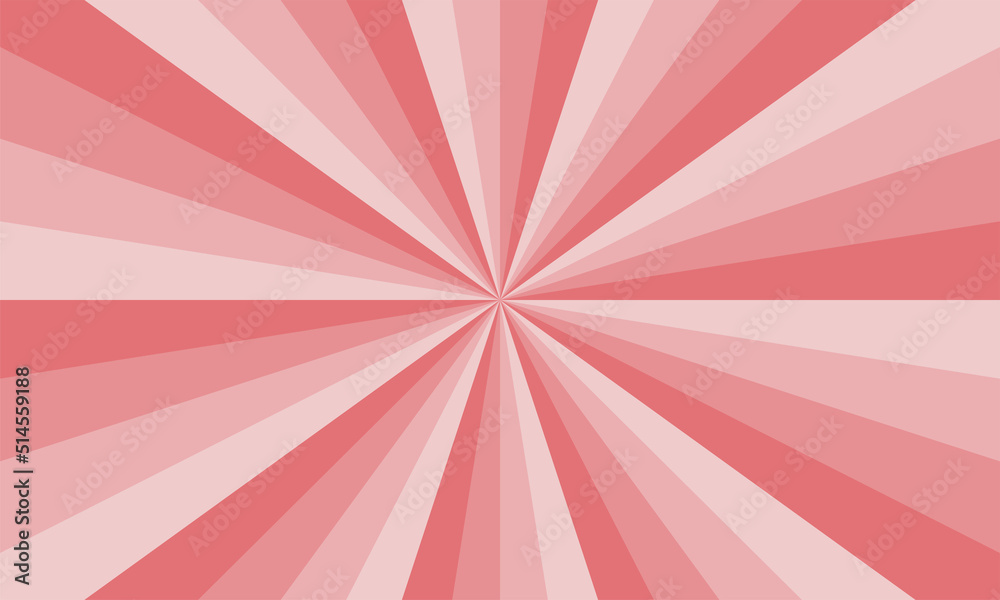 Abstract explosion background in gradient red pink color. Asian style glare effect. Sunshine sparkle pattern. Vector illustration of a radial ray. Narrow beam. For backdrops, posters, banners, covers.