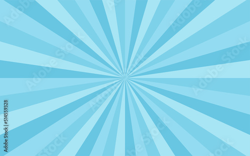 Abstract explosion background in gradient blue color. Asian style glare effect. Sunshine sparkle pattern. Vector illustration of a radial ray. Narrow beam. For backdrops, posters, banners, and covers.