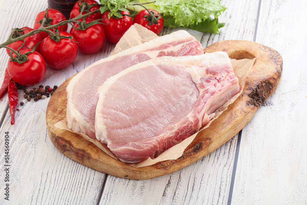 Raw pork t-bone steak for grill Raw pork t-bone steak for grill
