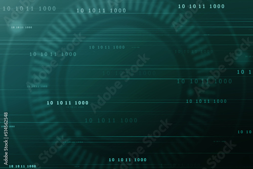 Binary Code Background, Digital Abstract technology background, flowing number one and zero text in binary code format in technology background. Internet Big data Concept