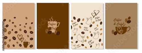 Set of Coffee and Cafe decoration template. Coffee and Cafe break concept frame collection. Vector illustration. photo