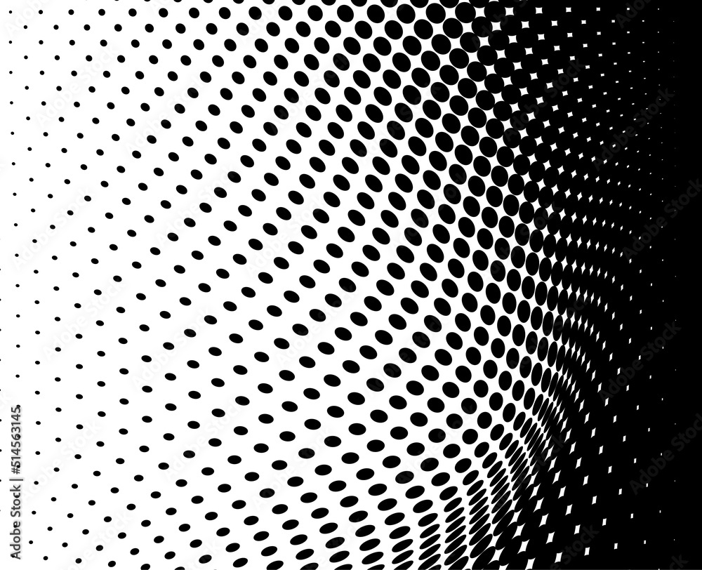 Black and white halftone texture flowing wave