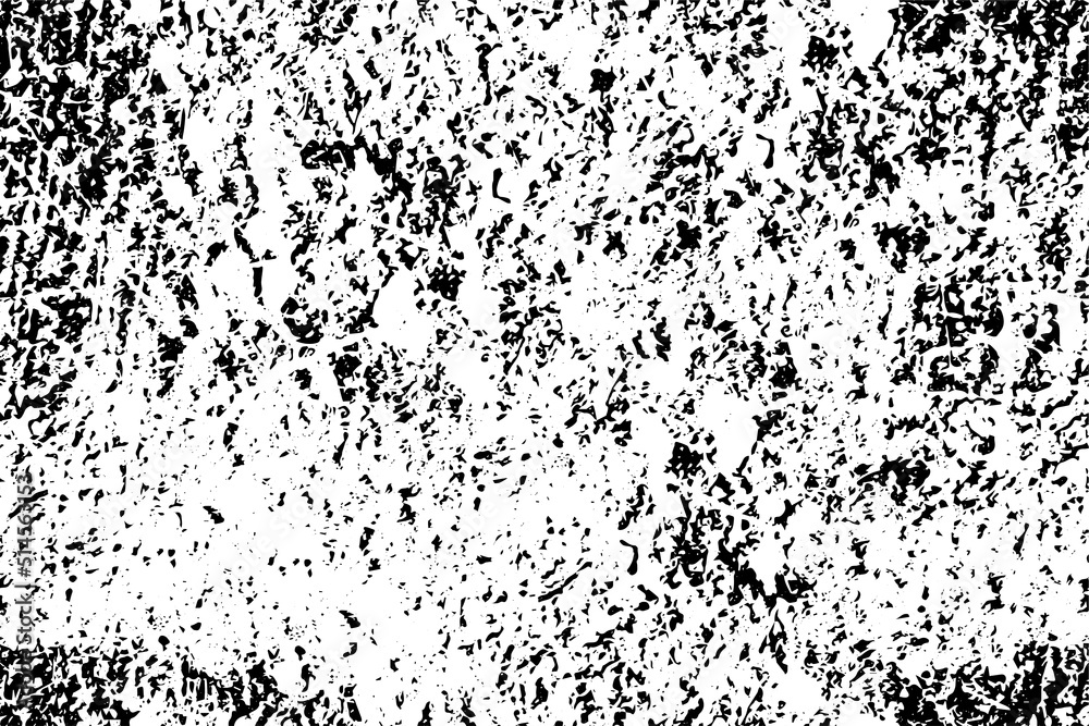 The texture is black and white. Worn surface. Grunge pattern of dust, dirt, scratches, chips