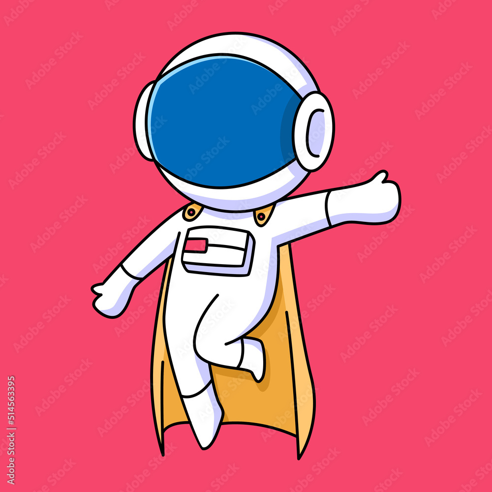 cute astronaut superhero cartoon design