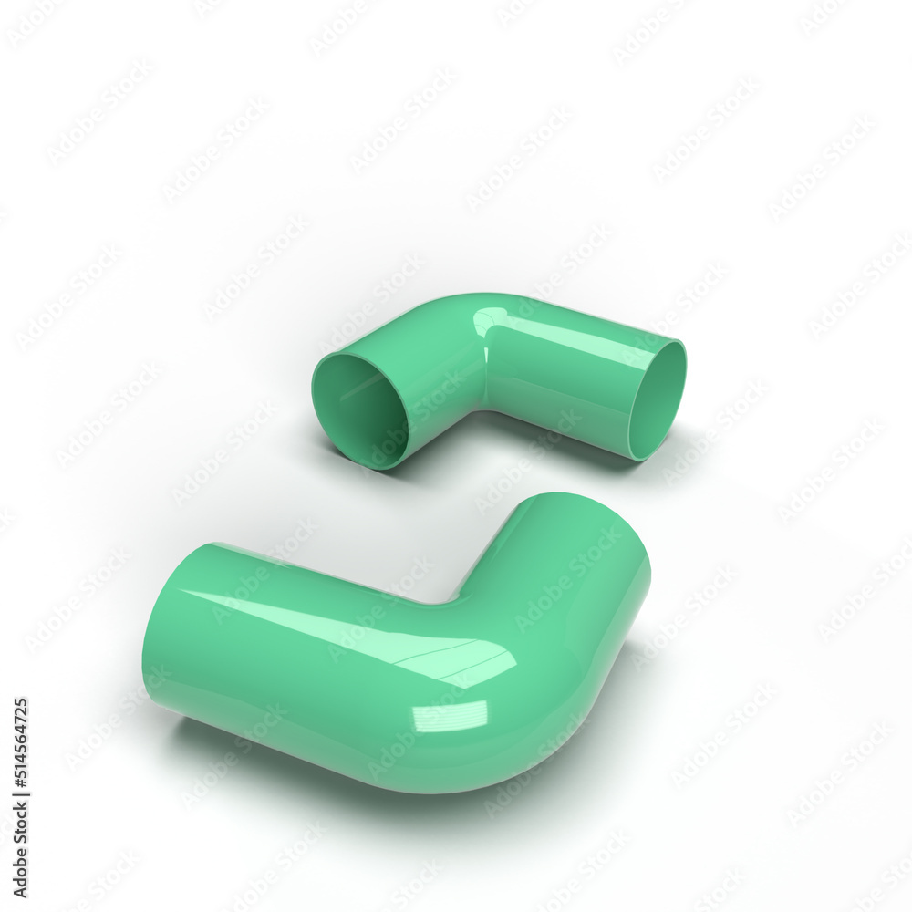 3d rendering of plastic PVC 90-degree elbows pipe, PVC pipe fittings ...