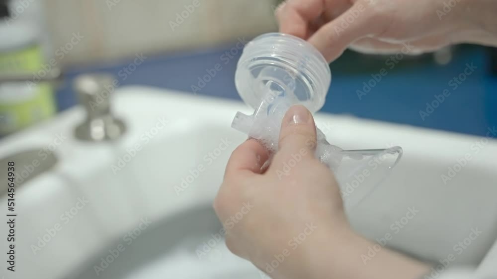Cleaning and setting up breast pump. Cleaning and setting up breast pump.