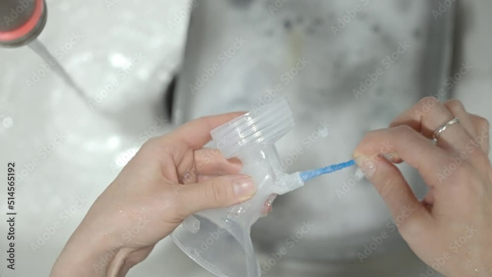 Cleaning and setting up breast pump. Cleaning and setting up breast pump.