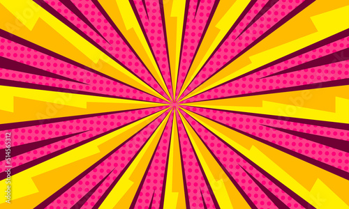 Comic pop art yellow and pink radial background photo