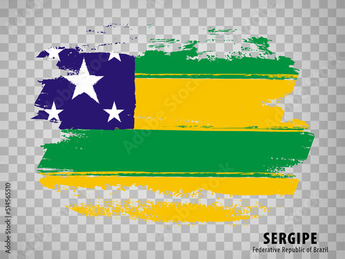 Flag of Sergipe from brush strokes. Federal Republic of Brazil. Flag Sergipe of Brazil on transparent background for your web site design, app, UI. Brazil. Stock vector. EPS10. photo