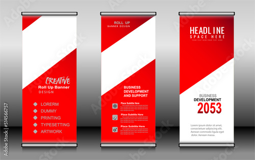 Roll up banner template design,banner layout, advertisement, pull up, polygon background.