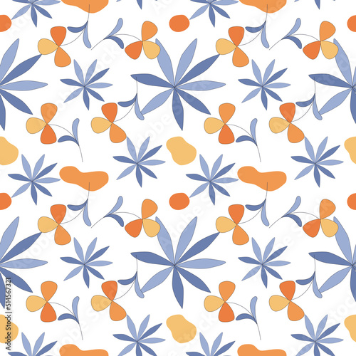 Seamless flowers patterns designed in doodle and vintage style. on white background for digital print  background  spring theme decoration  fabric pattern  card  scrapbook  t-shirt design and more