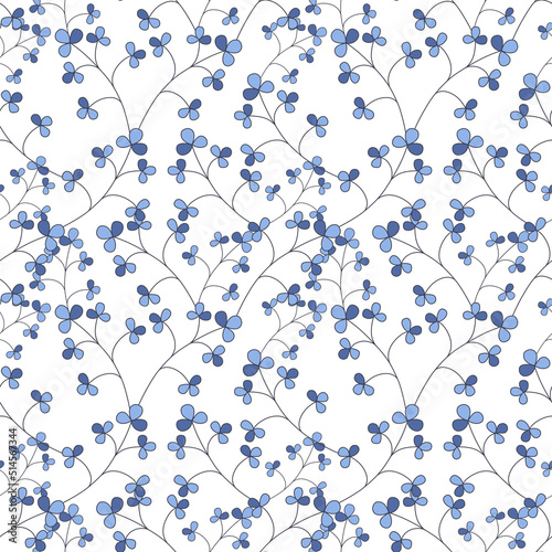 Seamless flowers patterns designed in doodle and vintage style. on white background for digital print, background, spring theme decoration, fabric pattern, card, scrapbook, t-shirt design and more
