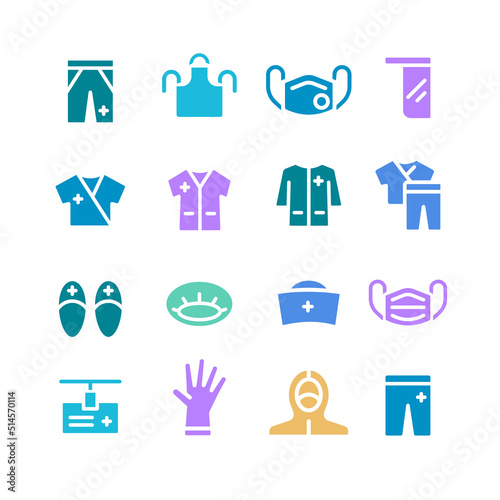 Medical gown glyph color filled icon solid illustration
