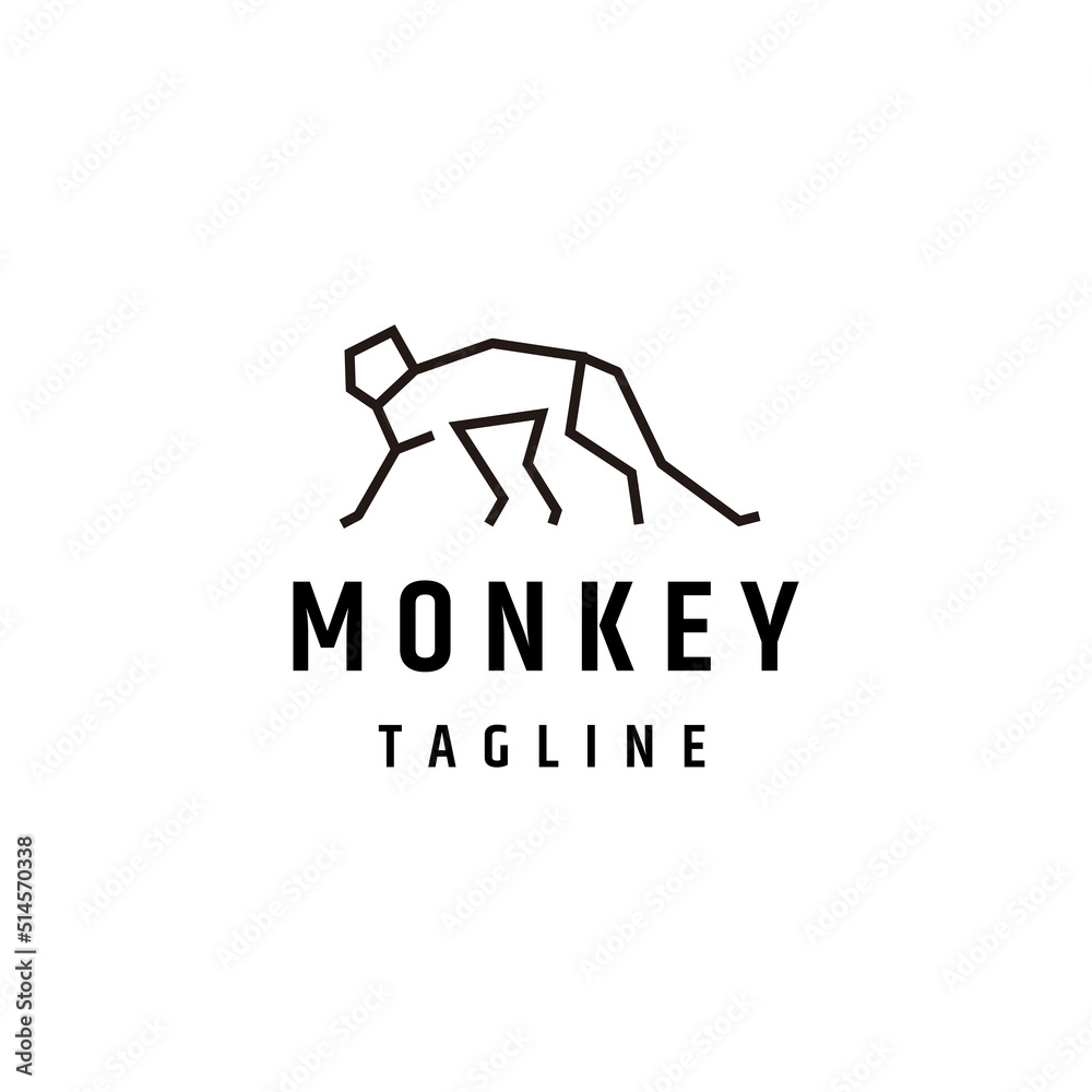 Monkey line art logo vector icon design template Monkey line art logo vector icon design template