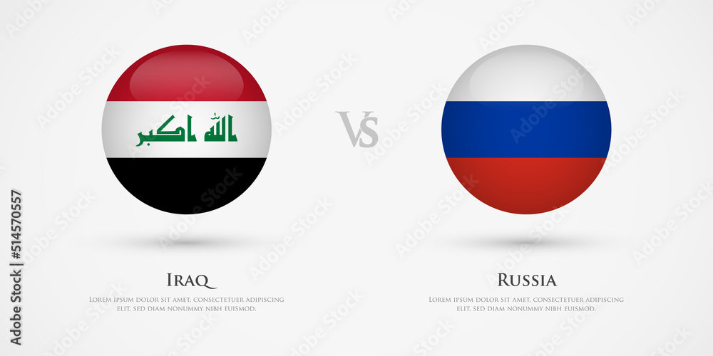 Iraq vs Russia country flags template. The concept for game, competition, relations, friendship, cooperation, versus.