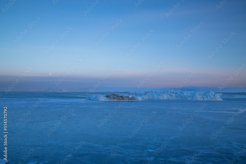 Evening sky and ice Evening sky and ice