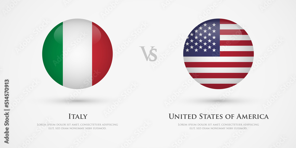 Italy vs United States of America country flags template. The concept for game, competition, relations, friendship, cooperation, versus. Italy vs United States of America country flags template. The concept for game, competition, relations, friendship, cooperation, versus.