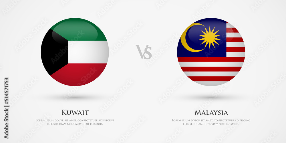 Kuwait vs Malaysia country flags template. The concept for game, competition, relations, friendship, cooperation, versus. Kuwait vs Malaysia country flags template. The concept for game, competition, relations, friendship, cooperation, versus.