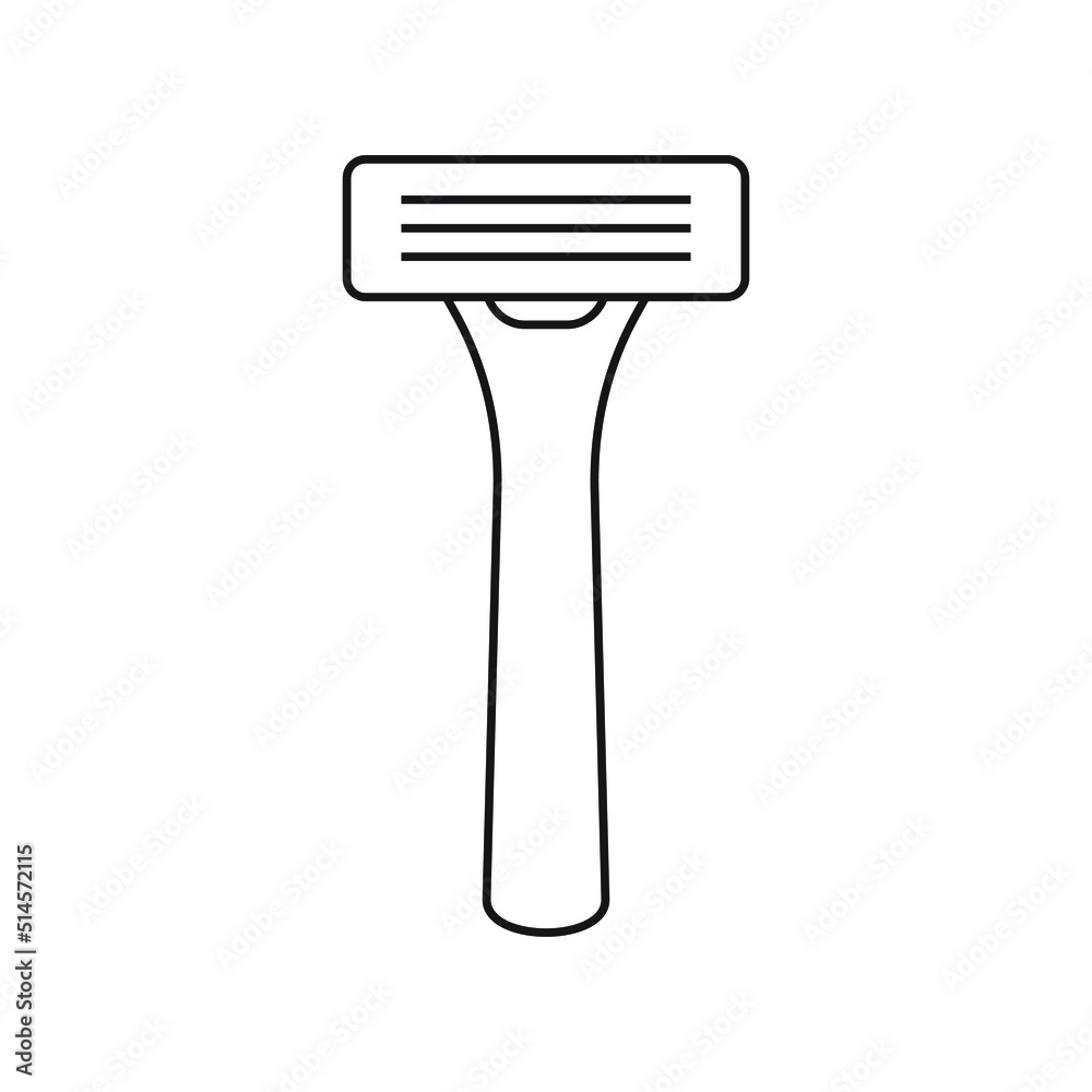 Shaving razor icon. Razor flat line icon. Expanded stroke. Shaving razor icon. Razor flat line icon. Expanded stroke.