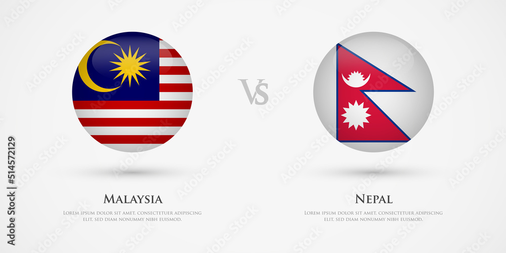 Malaysia vs Nepal country flags template. The concept for game, competition, relations, friendship, cooperation, versus. Malaysia vs Nepal country flags template. The concept for game, competition, relations, friendship, cooperation, versus.