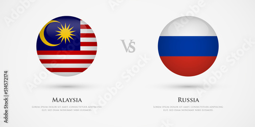 Malaysia vs Russia country flags template. The concept for game, competition, relations, friendship, cooperation, versus.