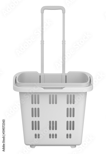 Clay render of rolling basket on white background - 3D illustration
