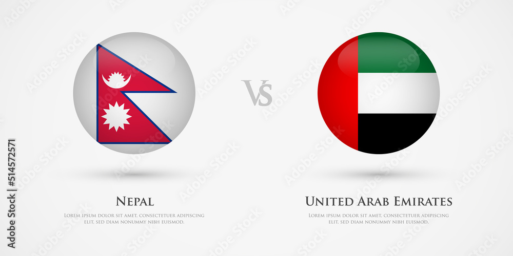 Nepal vs United Arab Emirates country flags template. The concept for game, competition, relations, friendship, cooperation, versus. Nepal vs United Arab Emirates country flags template. The concept for game, competition, relations, friendship, cooperation, versus.
