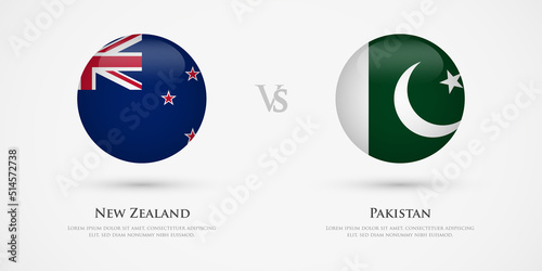 New Zealand vs Pakistan country flags template. The concept for game, competition, relations, friendship, cooperation, versus.