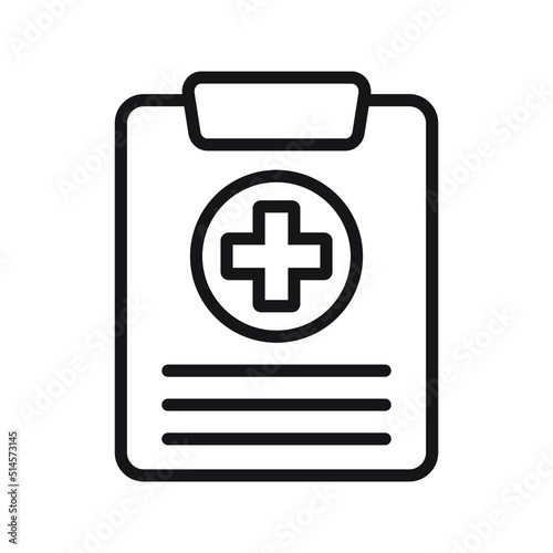 Medical record icon, medical report icon. Health care diagnosis clipboard icon design template, vector isolated.