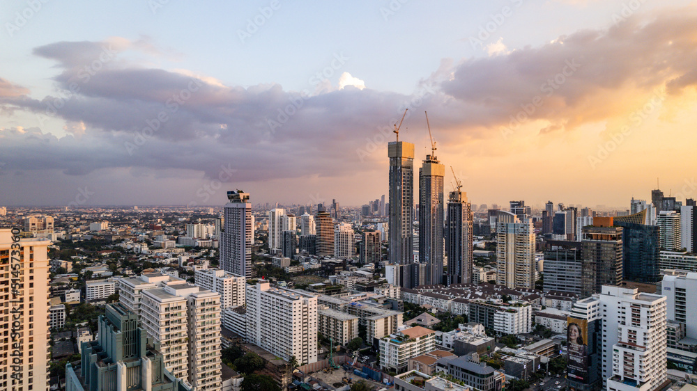 Obraz premium Aerial view of Bangkok District