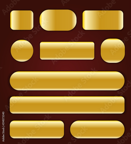 a set of golden color frame templates of various shapes.