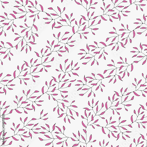 Floral seamless pattern, leaves and branches trendy design for textile, fabric, wallpaper, packaging, surface.