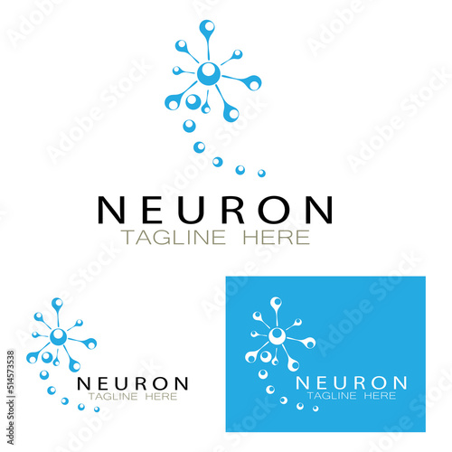 Neuron logo or nerve cell logo design,molecule logo illustration template icon with vector concept