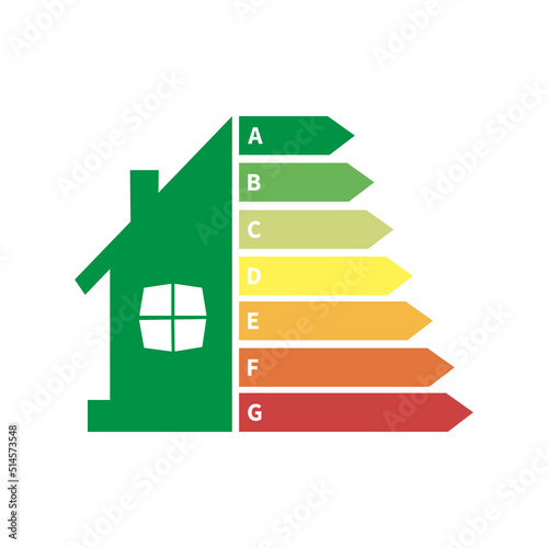 energy class. Energy-efficient house, the concept of energy efficiency of housing. Vector design eps10