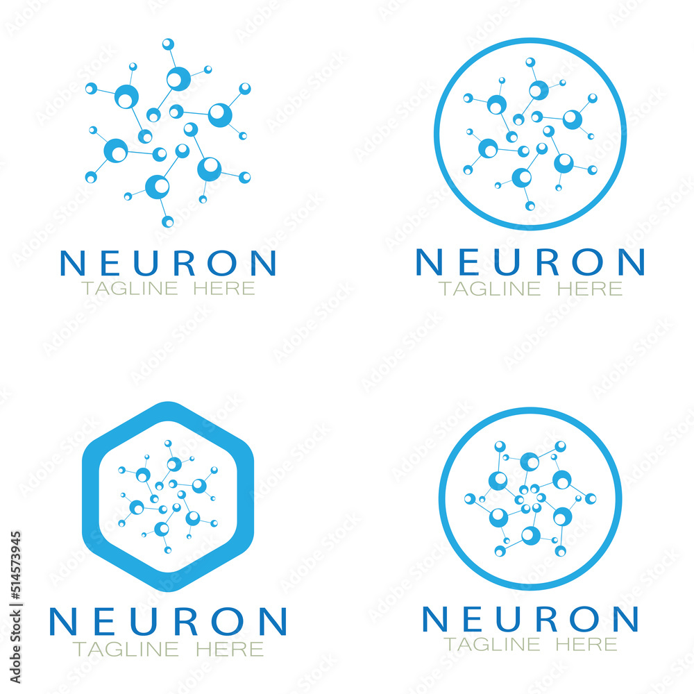 Neuron logo or nerve cell logo design,molecule logo illustration template icon with vector concept